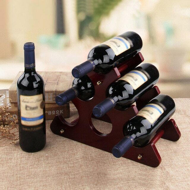 Bottle Holder Home Decoration 1Pc Wooden Red Wine Holder Mount Bar Display Shelf