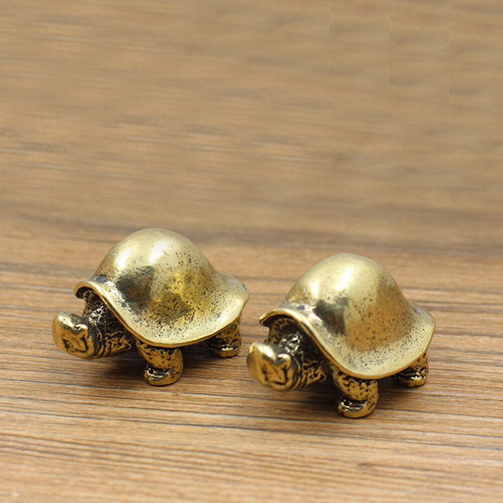 1pc Solid Brass Feng Shui Figurine Tortoise Statue Soft-shelled Turtle Ornament