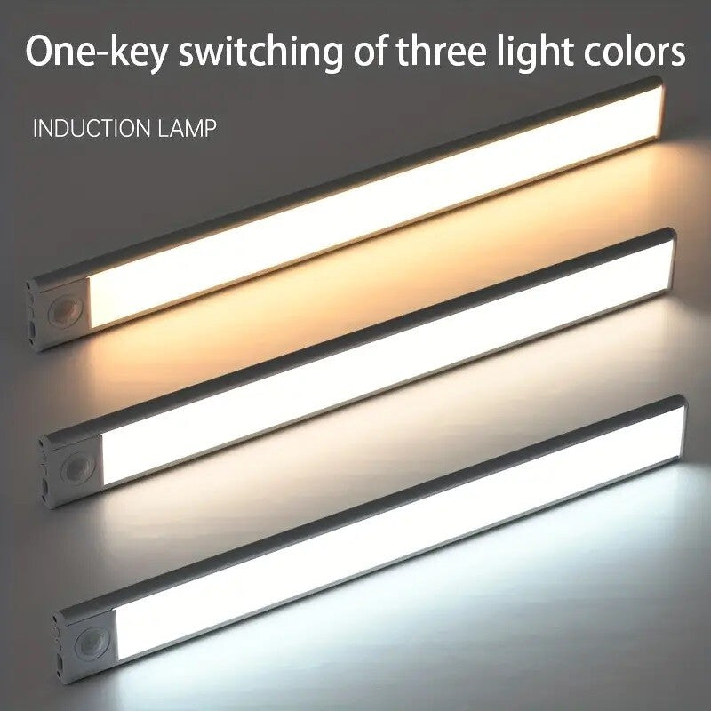 New Wireless LED Motion Sensor Light Strip Cabinet Lamp Closet USB Rechargeable