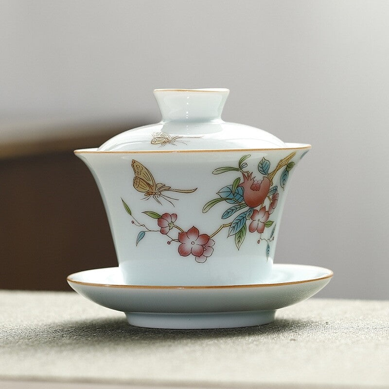 Ceramic Gaiwan Handpainted Tureen Porcelain Cup Bowl Saucer Sancai Tea Bowl New