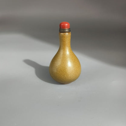 Chinese Tea Dust Glaze Porcelain Snuff Bottle 8cm Qing Style Collectible