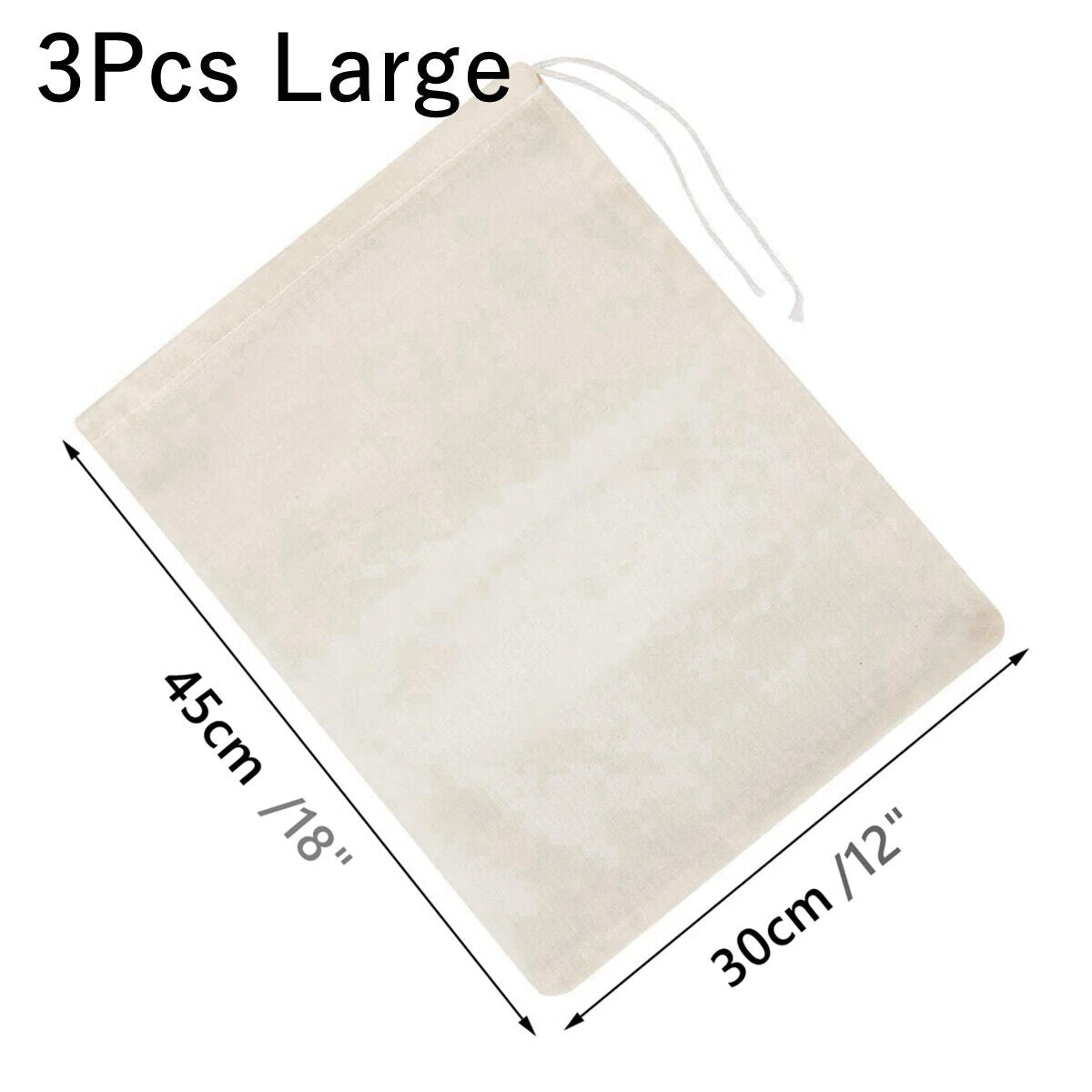 Food Filters Strainers 3Pcs Cotton Nut Milk Bags Reusable Cheese Cloth Straining