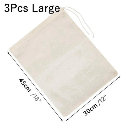 Food Filters Strainers 3Pcs Cotton Nut Milk Bags Reusable Cheese Cloth Straining