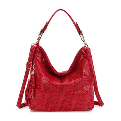 Hobo Messenger Shoulder Bag Vintage Tassel Leather Handbag Big Crossbody Purse
