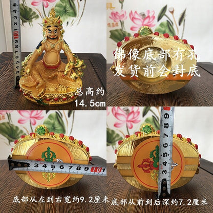 57Inch Tibetan Tantric Buddha Statue Yellow Wealth God Resin Hand Painted