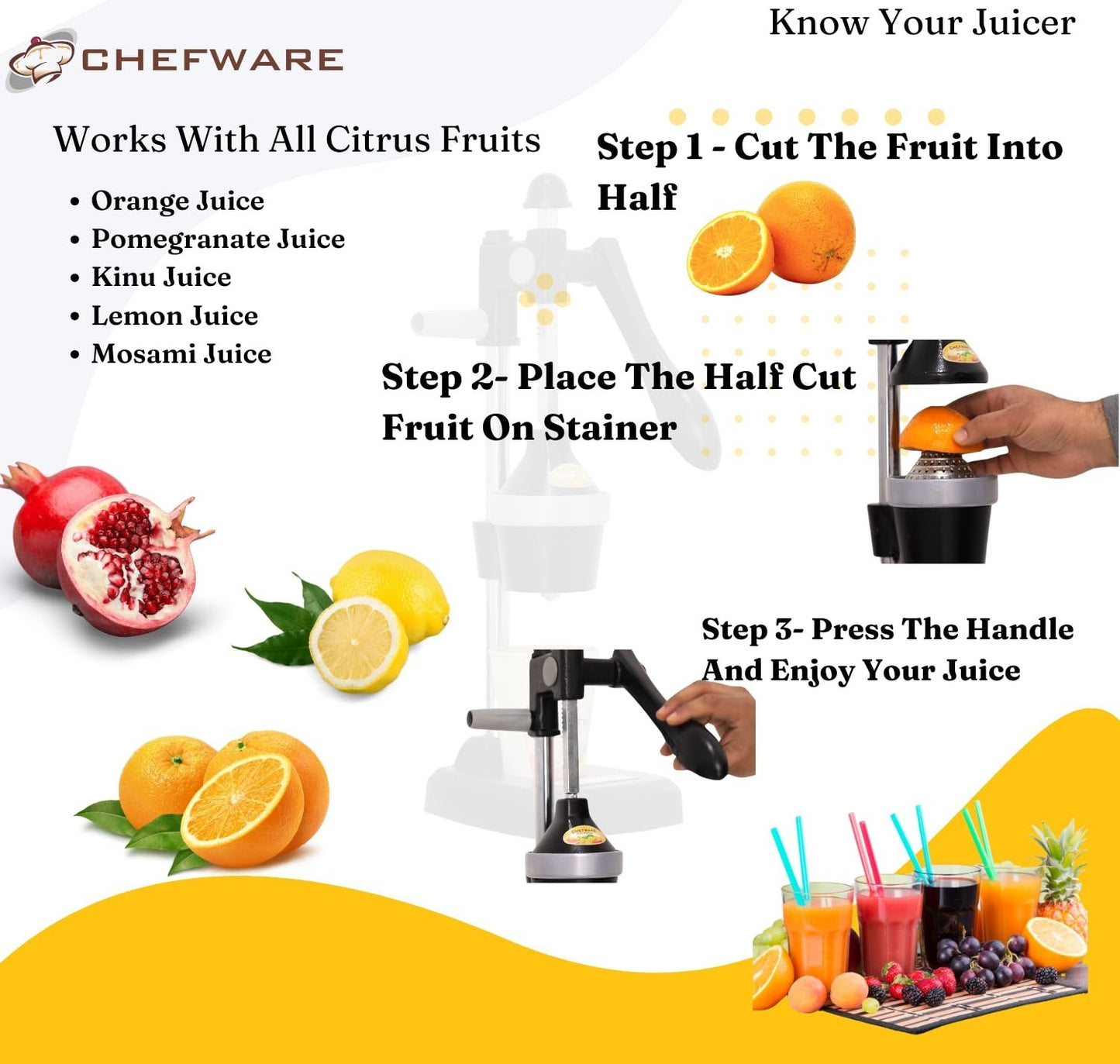 Manual Fruit Juicer Commercial Grade Citrus Orange Lemon Juice Squeezer Machine