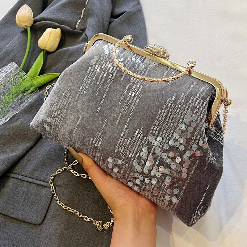 Women Handbag Chain Shoulder Bag Lady Party Clip Shell Evening Clutch