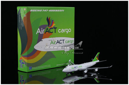 1:400 JC Wings Air ACT Cargo BOEING 747-400 Airplane Flap Down Diecast Model