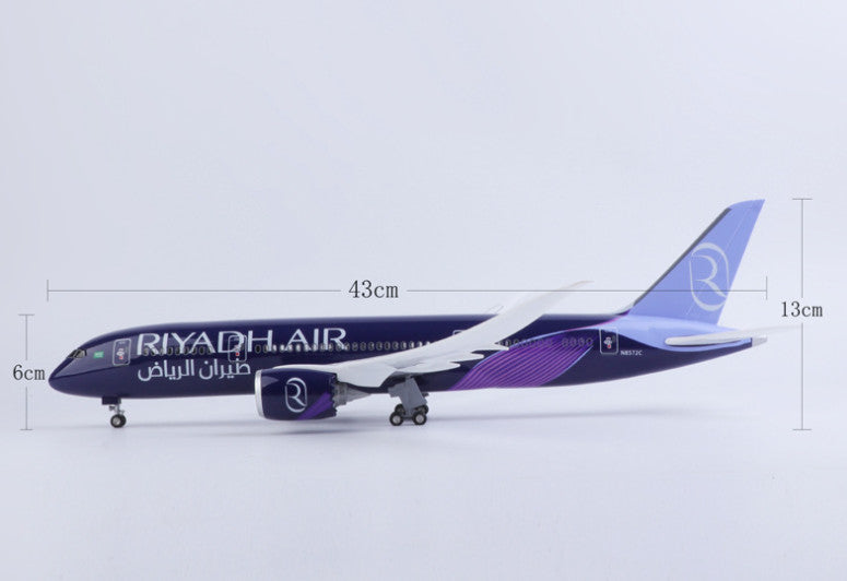 1:130 43CM RIYADH AIR BOEING 787 Passenger Airplane Landing Gear Resin Model