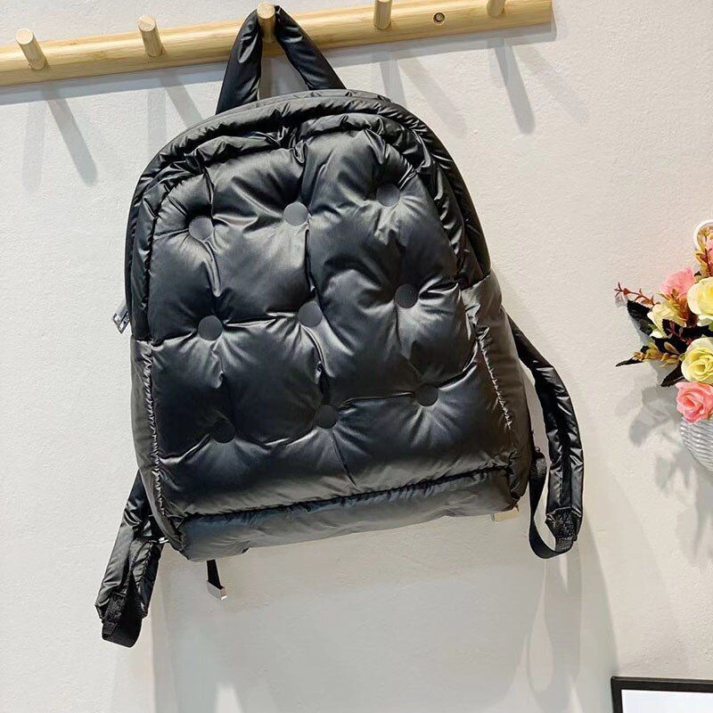 Backpack Fashion Feather Down Shoulder Bags Large Capacity School Bag 30*12*33CM