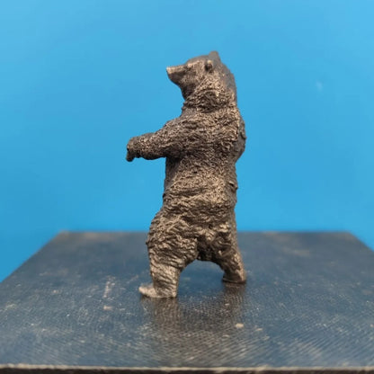 Old Brass China Big Black Bear Animal Model Statue Tea Pet Car Table Ornament