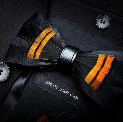 Men's Luxury Bowtie 12x5cm Peacock Feather Leather Bow Ties Fashion Party Formal