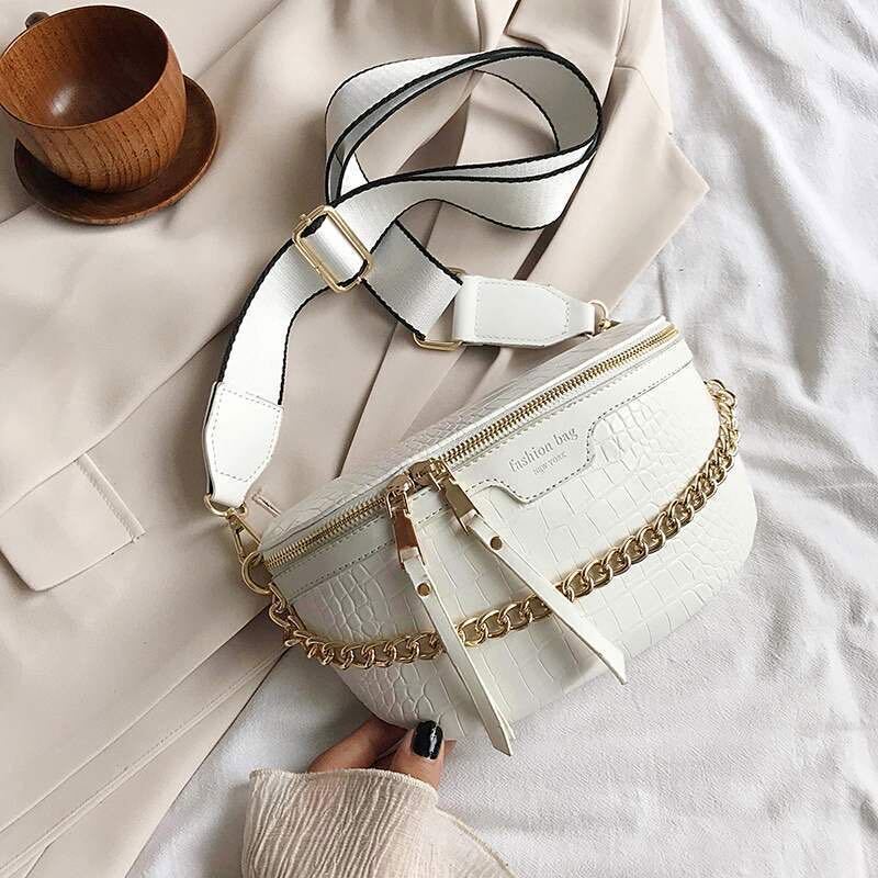 Women's Waist Bag Thick Chain Shoulder Crossbody Bag Female Belt Bag Handbag