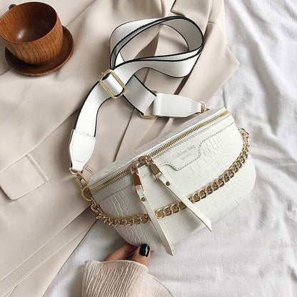 Women's Waist Bag Thick Chain Shoulder Crossbody Bag Female Belt Bag Handbag