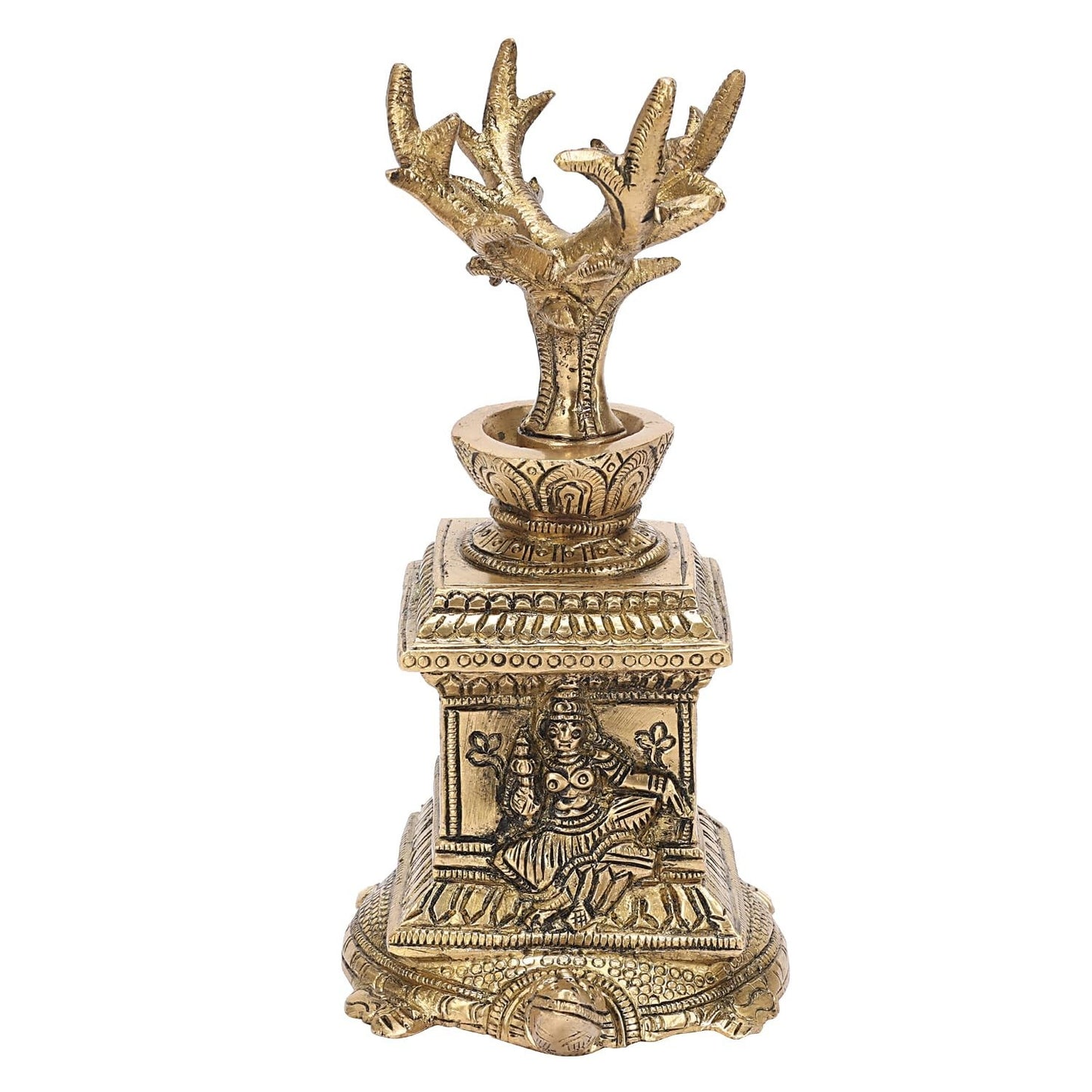 Brass Goddess Tulsi (Thulasi) Saligram Plant on Tortoise for Home Temple Idol