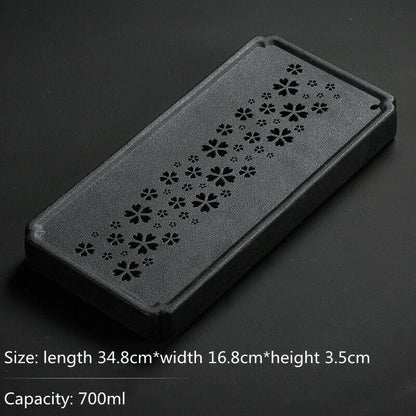 Black Ceramic Tea tray Kungfu Gongfu Tea Tray Serving Table Plate water storage