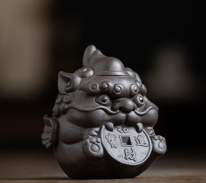 Wealth Bring Zisha Purple Clay Tea Pet Mascot Handmade Craft Chinese Tea Play
