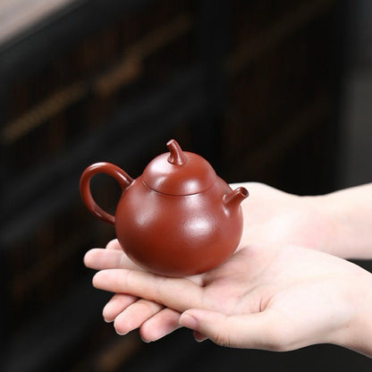 120cc Chinese Yixing Zisha Purple Clay ZhuNi Handmade Small Qiegua Teapot Pu'er