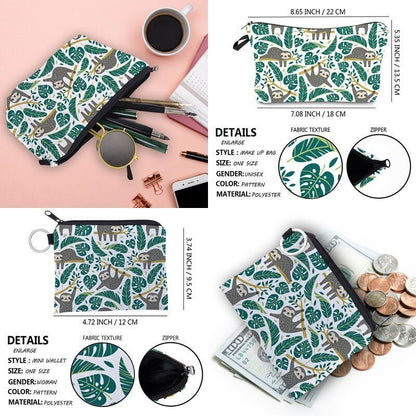 2 PCS Makeup Bag Animal Pattern Cosmetic Bag Set Women Combination Organizer Bag