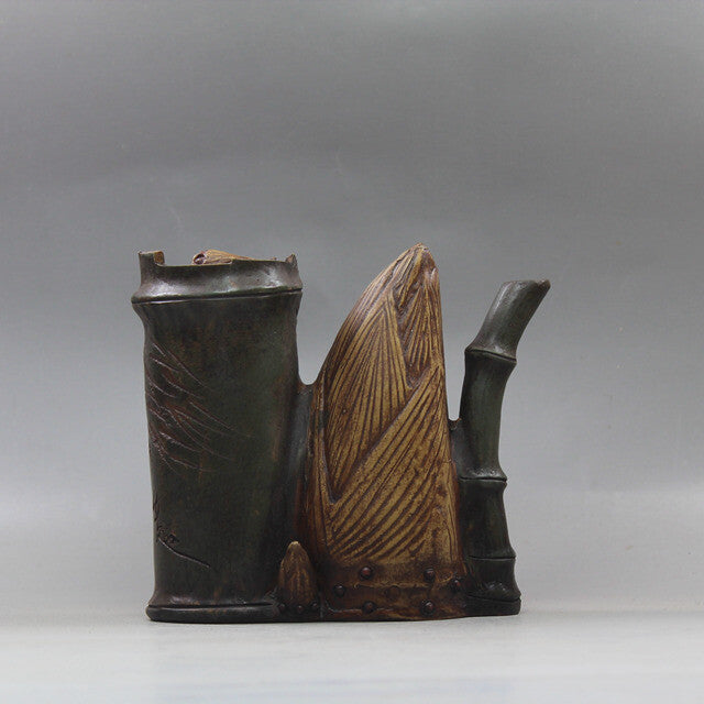 Collect Yixing Zisha Pottery Oid Duan Green Clay Handmade Bamboo Shoots Teapot