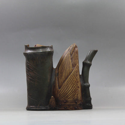 Collect Yixing Zisha Pottery Oid Duan Green Clay Handmade Bamboo Shoots Teapot