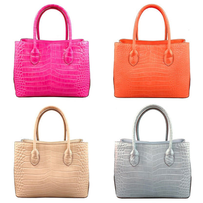 Top Cowhide Nile Crocodile Embossed Handbag, Women's Luxury Evening Shoulder Bag
