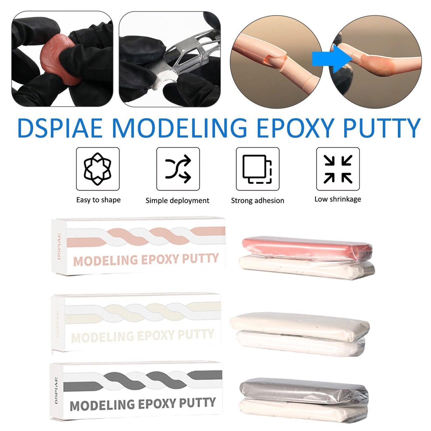 DSPIAE Milliput Standard White Gray Skin Epoxy Putty Modeling Detailing Supplies