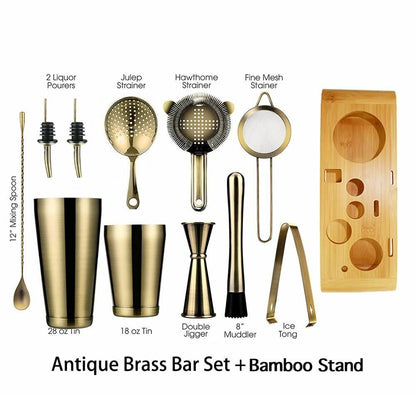 11Piece Cocktail Shakers Bar Sets Stainless Steel Bartender Tool Wine Mixer Kits