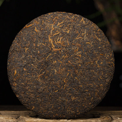 357g Yiwu Scrape Wind Zhai Puerh Tea Palace Material Puerh Ripe Tea Cake 12.59oz
