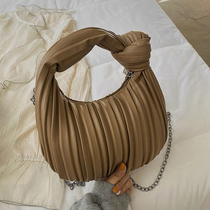 New Vintage Niche Armpit Pleated Bag Women Tote Soft Knot Dumpling Bag