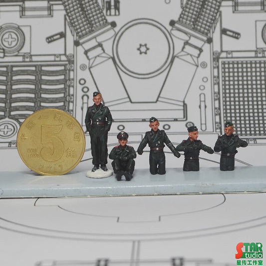 1/72 5Pcs/Set Alloy Soldier Model of German Tank Vehicle Group Soldier