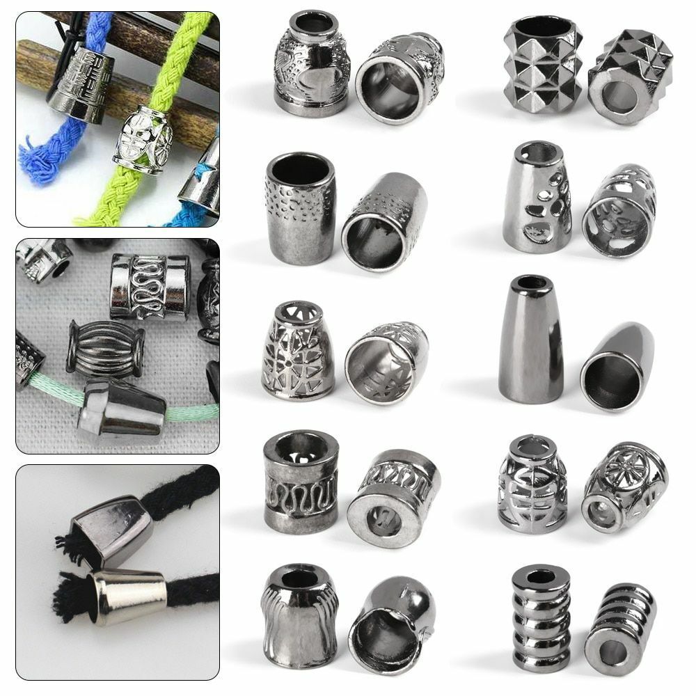 10pcs Metal Charms Buckles Paracord Beads Bracelet Survival Tool Knife Wristband