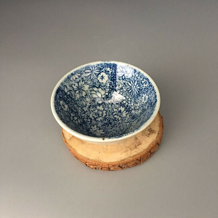 Chinese Blue and White Porcelain Qing Guangxu Lotus Shape Flower Teacup Cup 3.1”