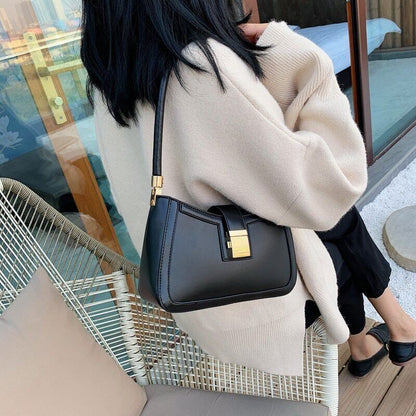 Shoulder Bags Women PU Leather Lock Handbags Purse Hand Lady Designer Zipper
