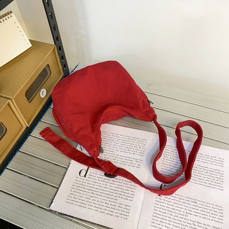 Canvas Fabric Small Side Sling Shoulder Bag Student Cotton Soft Cloth Crossbody