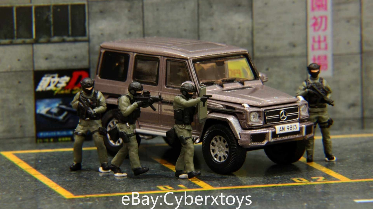 1:43 Hong Kong Police SDU MP5 Team Figure 4pcs for Diorama Car Model