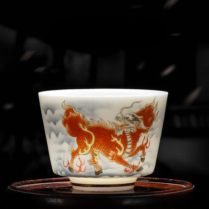 150ml Jade Porcelain Kung Fu Tea Cup Creative Pattern Dragon Tiger Teacups