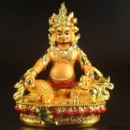 Yellow Jambhala Vajrayana Resin Gilding Buddha Statue Handicraft Ornament