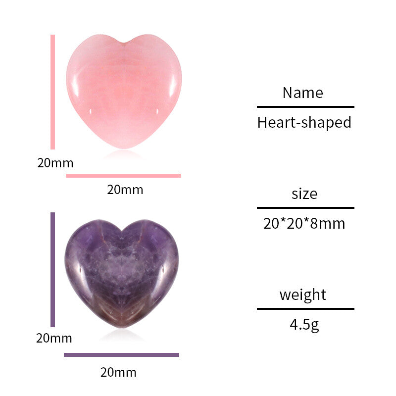 Natural Amethyst Rose Quartz Healing Gem Stone Crystal Stone Heart 20x8mm 30pcs