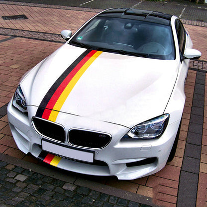 Custom Tricolor Racing Stripe Car Hood Sticker For All Models Vinyl Bonnet Decal