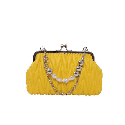 Hand Chain Pearl Bag Synthetic Leather Crossbody Purse Totes Handbag 14*22*6 CM