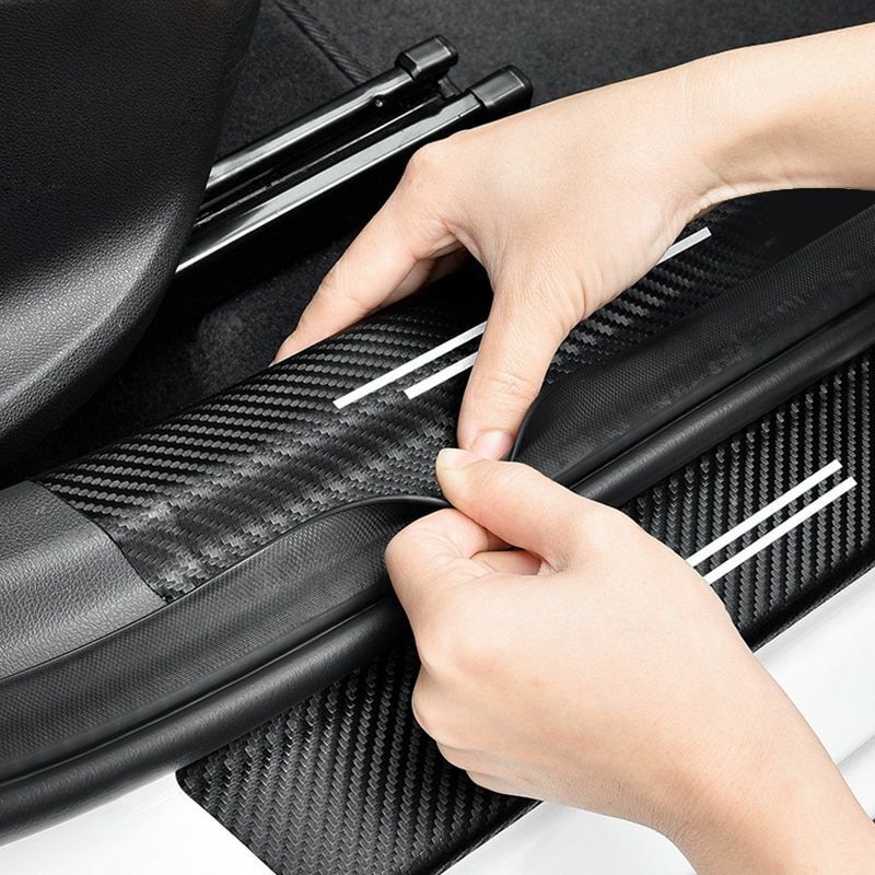 4pcs Car Sticker Door Carbon Leather Fiber Sill Plate For BMW E91 E46 E92 E93 M3