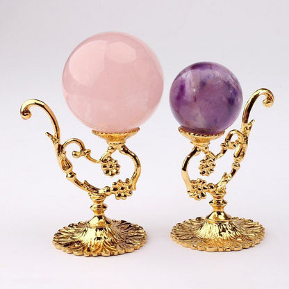 Crystal Ball Holder Gold Sphere Ball Display Stand Shelf Rack 5x3x2.7 Inch Metal