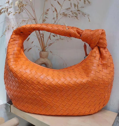 Luxury Synthetic Leather Handbag Large Shoulder Bag Woven Soft Underarm Bag Zipp