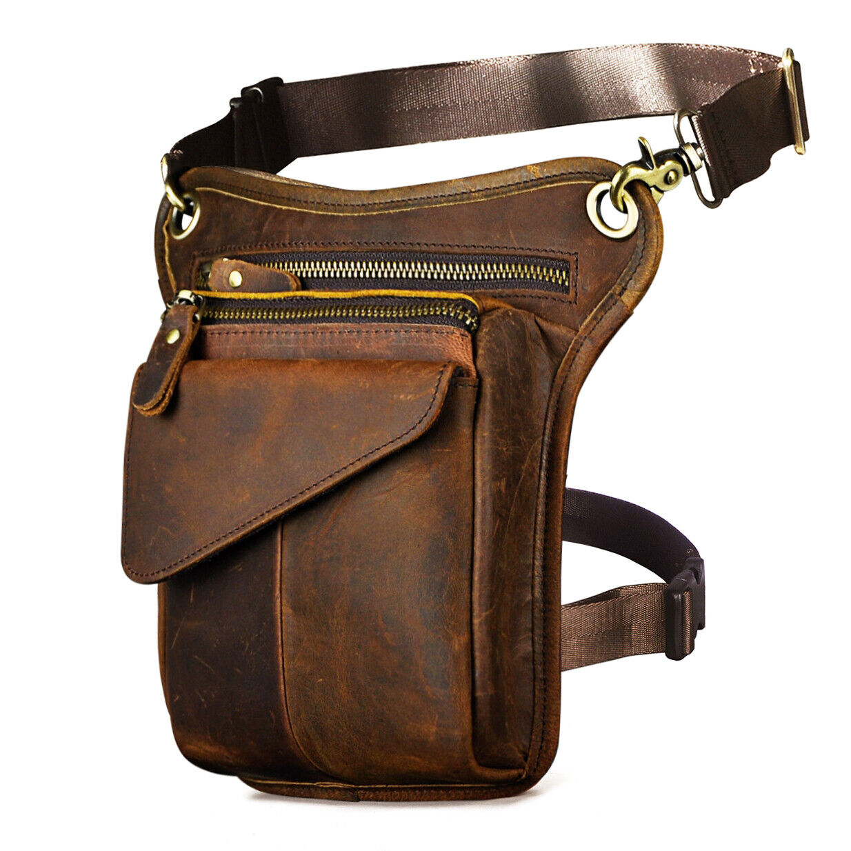 Real Leather Casual Shoulder Messenger Bag Fashion Waist Belt Pack Drop Leg Bag