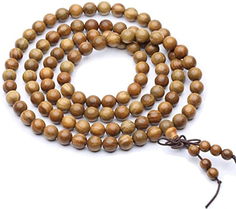 Natural Green Sandalwood 108 Beads 8-12 mm Bracelet Necklace wooden Meditation