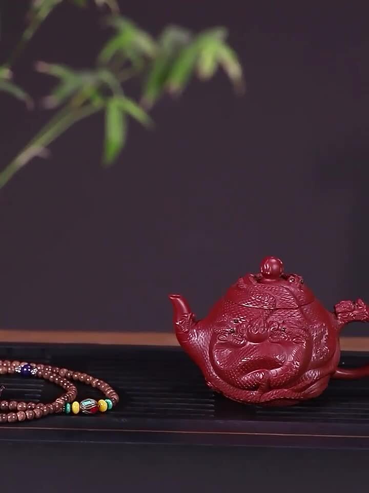 Full Handmade Tea Pot 14 Infuser Tea Holes True Yixing Zisha Clay Dragon Caved