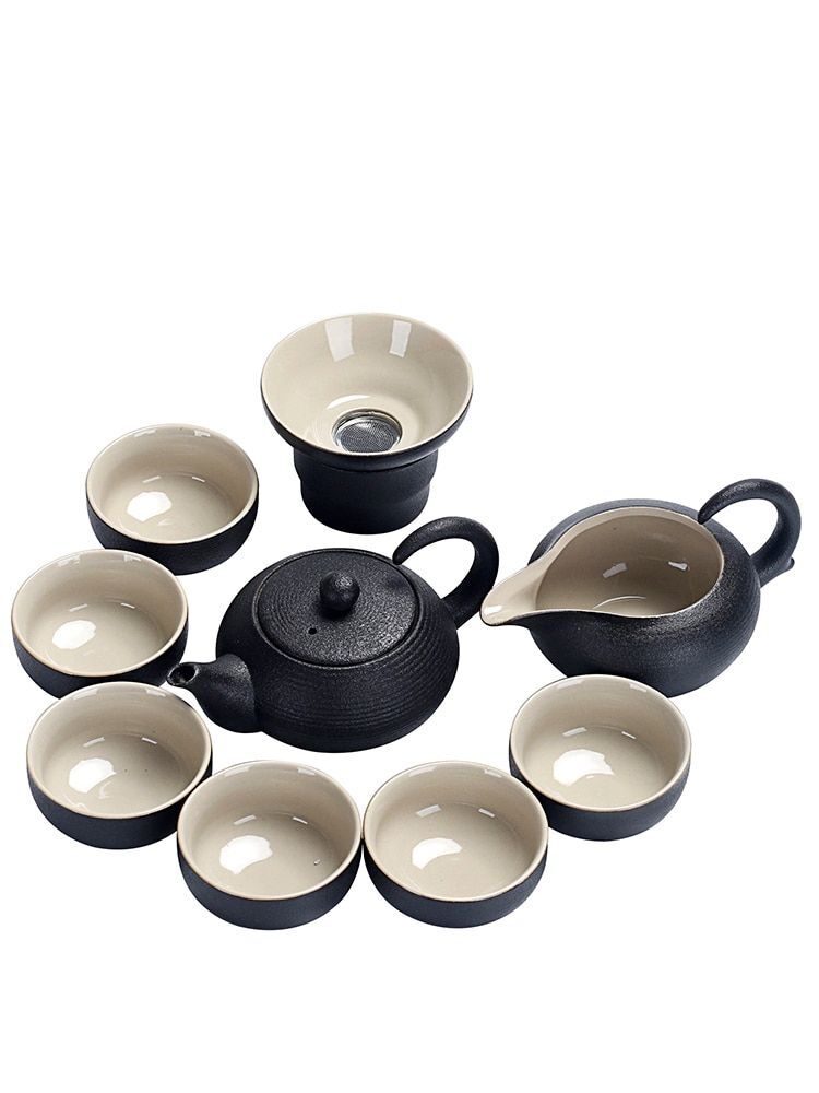 Solid Drinkware Ceramic Teapots Traditional Japanese Style Black Crockery Teacup
