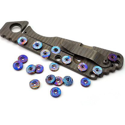 1PC Ti-Damascus Pushing Disc for Strider SNG/SMF Emerson CQC ZT Hinder XM18