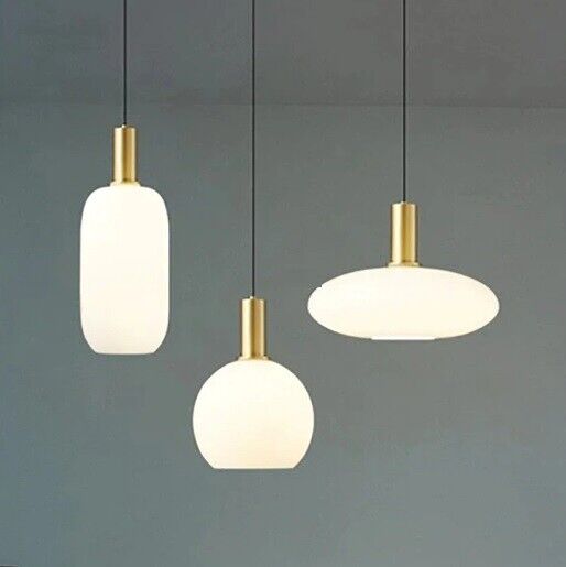 Pendant Lamp Glass White Gold Modern Design Simple Art Restaurant Bedroom Lights